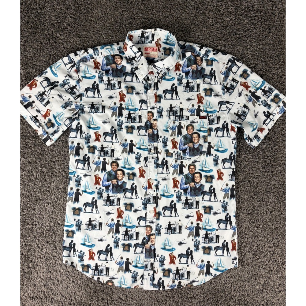 RSVLTS Step Brothers Prestige Worldwide Kunuflex Shirt Mens Large White Multi